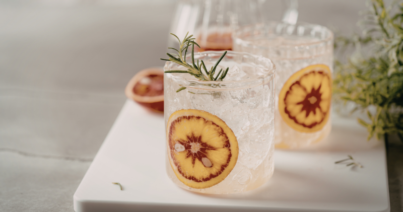 Blood orange and rosemary cocktail made with garden-grown ingredients